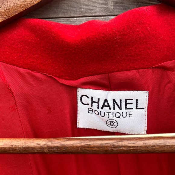 Chanel Women Cashmere/Silk Long Red Coat Coco Chanel Peacoat From France - Picture 12 of 14